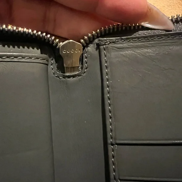 Gucci Dark Gray Leather Zip Wallet - Picture 7 of 12